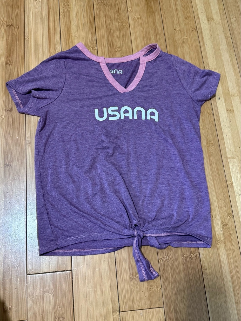 Women's Purple Tie-Front V-Neck Tee